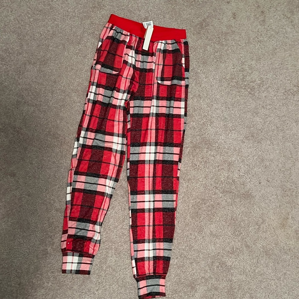 PINK || plaid pajama pants